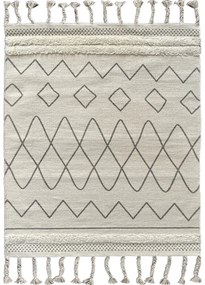 Tappeto Oasi Grigio in puro cotone con dettagli Boho