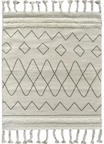 Tappeto Oasi Grigio in puro cotone con dettagli Boho