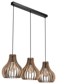 Lampadario a sospensione con filo TUCCI 3xE27/15W/230V quercia/nero