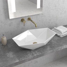 New Line Exagon Lavabo 57X37.5 cm catino Da Appoggio esagonale In Porcellana Bianco