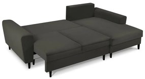 Divano angolare nero allungabile e con contenitore (con penisola a destra/con chaise lounge) con rivestimento in velluto a coste Kyoto – Cosmopolitan Design