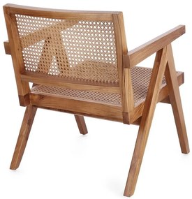 Poltrona lounge GALIA in legno di teak naturale e rattan