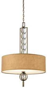 Lampadario Contemporaneo Celestial In Legno Bronzo Cambridge Tessuto 3 Luci E27