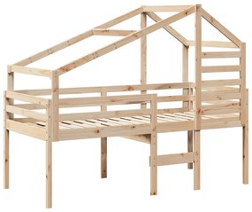 Letto a soppalco con tetto 90x190 cm legno massello di pino