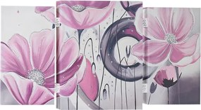 Quadro TRIS moderno su tela 65x146 cm telaio in legno tema Floreale