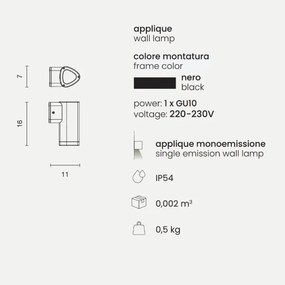 Applique RAV per esterni in alluminio verniciato NERO Piccolo