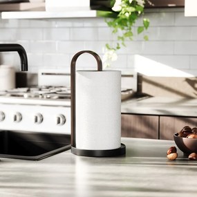 Portarotolo da cucina verticale in legno nero ø 17 cm Bellwood – Umbra