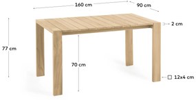 Kave Home - Tavolo da esterno Victoire in legno massello di teak 160 x 90 cm