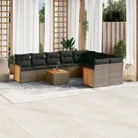 Set Divano da Giardino 10 pz con Cuscini Grigio in Polyrattancod mxl 114380