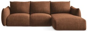 Divano angolare color terracotta allungabile (con penisola a destra/con chaise lounge) Leila – Makamii