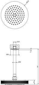 Soffione doccia anticalcare con braccio a soffitto orientabile black xl inciso 58186 gessi