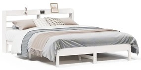Letto Senza Materasso Bianco 160x200 Cm Legno Massello Di Pino /