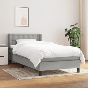 Giroletto A Molle Con Materasso Grigio Chiaro 90x190 Cm Tessuto /