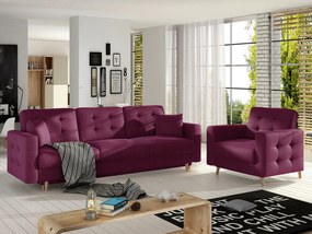 Salotto completo divano letto Zurigo - Tessuto fucsia scuro