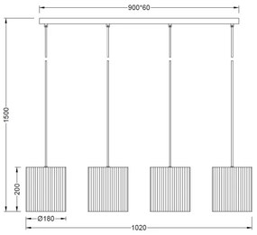 Brilagi - Lampada a sospensione su cavo NORDIC WAVE 4xE27/15W/230V lino/nero
