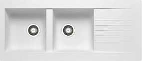 Lavello integrato 2 vasche in resina bianco DELINIA Scirocco L 50 x L 116 cm, reversibile