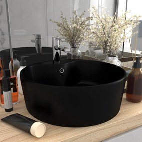 Lavandino Con Troppopieno Nero Opaco 36x13 Cm İn Ceramica /