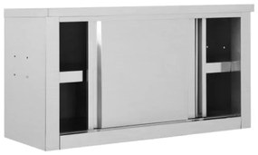 Armadio da Cucina con Ante Scorrevoli 90x40x50cm Acciaio Inox