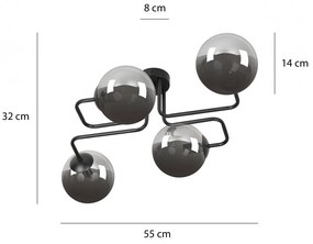 Lampadario da Soffitto BRENDI 4 in acciaio e vetro 4xE14 Colore delle Sfere Grafite