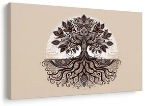 Quadro su tela – Elegante albero della vita con radici