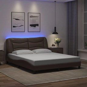 Giroletto Con Luci Led Marrone 160x200 Cm İn Similpelle /