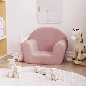Divano Per Bambini Rosa İn Morbido Peluche /