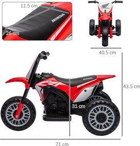 Moto Elettrica per Bambini 3 Ruote 6V con Licenza Honda CRF450RL Rosso...