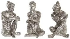 Statua Decorativa DKD Home Decor 17 x 15 x 26 cm Donna Argentato (3 Unità)