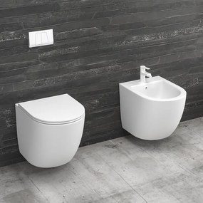 Kamalu - Sanitari sospesi senza brida colore bianco lucido | MIL-BL