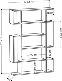 Libreria A Parete 110x25x161H Design Moderno Salvaspazio Effetto Legno Rovere E Antracite Mito