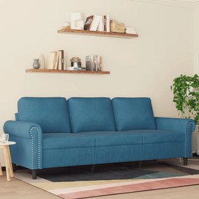 Divano A 3 Posti Blu 180 Cm İn Velluto /