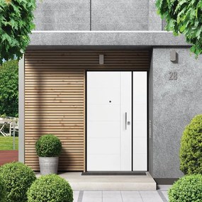 Porta blindata YALE Seal +30d L 80 x H 210 cm in PVC bianco, apertura spingere a sinistra, falso telaio incluso