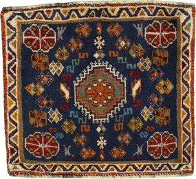 Shiraz Tappeto 60x50 Blu (Iran) Annodato A Mano