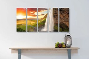 Quadri 5 pezzi – Cascata maestosa in Islanda