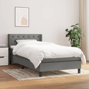 Giroletto A Molle Con Materasso Grigio Scuro 80x200 Cm Tessuto /