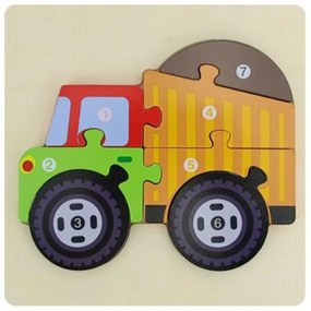 Trade Shop - Puzzle 3d Blocchi Legno Forma Di Camion Educativo Colorato Gioco Bambini Animali