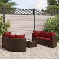 Set Divani da Giardino 7 pz con Cuscini Marrone in Polyrattan 3308437