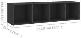 Mobile Porta TV Grigio 142,5x35x36,5 cm in Legno Multistrato