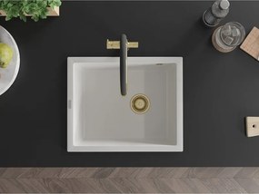 Mexen Pedro lavello in granito 1-vasca 560 x 460 mm, bianco, sifone dorato - 6508561000-20-G