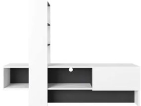 Mobile porta TV 180 cm bianco e antracite con libreria Troya