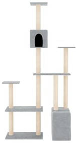 Albero per gatti con tiragraffi in sisal grigio chiaro 180 cm