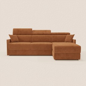 Miryam divano letto angolare compatto - poggiatesta reclinabili e penisola contenitore in tessuto smacchiabile T31