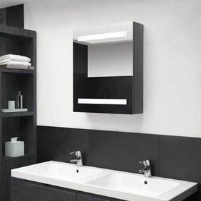 Armadietto Bagno Con Specchio E Led Grigio Lucido 50x14x60 Cm /