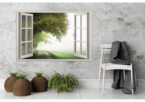 Quadro su tela, Finestra vista foresta verde  Dimensioni 60x40