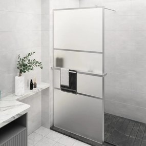 Parete Doccia Con Mensola Cromo 90x195cm Vetro Esg E Alluminio /