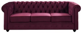 Divano CHESTERFIELD 3 posti in velluto Porpora