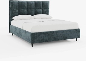 AURO letto imbottito con vano contenitore e testiera capitonné alta in ciniglia Oeko-Tex®