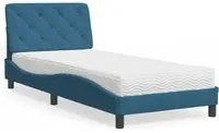 Letto con Materasso Blu 90x200 cm in Velluto 3208638