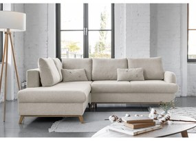 Divano angolare beige allungabile/con contenitore (con penisola a sinistra/a L) Scandic Lagom – Miuform