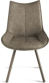 Sedia da pranzo in ecopelle con seduta e gambe Tortora CLODIA Set 2 pz